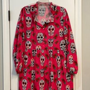 Vibrant Pink Skull Print Dress